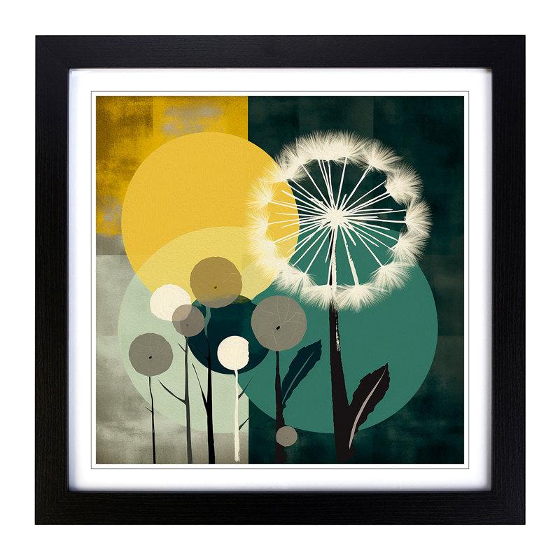 Dandelion Bauhaus No.5 - Single Picture Frame Print on Wood, Black