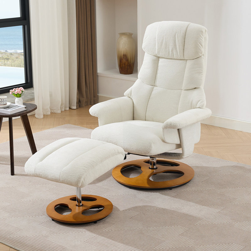 Fauteuil inclinable pivotant en cuir synthétique avec base enveloppée, Similicuir beige
