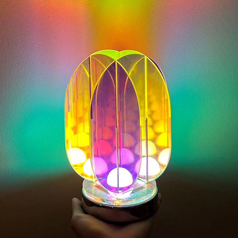 Colorful Acrylic Interior Soft Decoration Art Acrylic Geometric Art Transparent Color Table Lamp