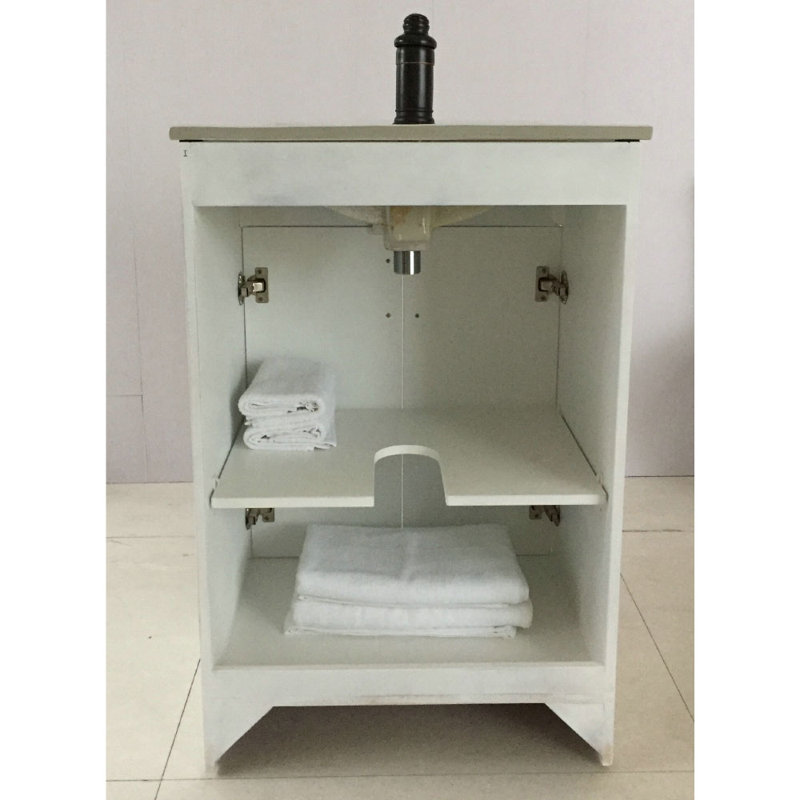 Longo 24 " W Freestanding Standard Free Standing 1 Single Vanity Bathroom Vanity With Ceramic Top, White
