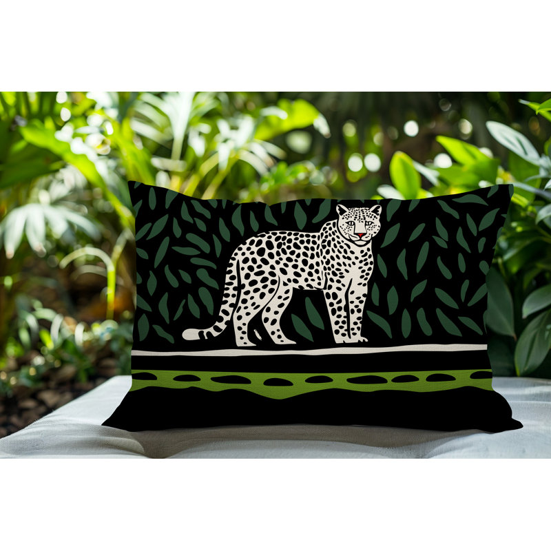 Hota Leopard Reversible Indoor/Outdoor Rectangle Pillow, Rectangle 18"H x 25"W, Chartreuse