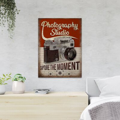 Camera On Red And Brown Background - Capture The Moment - 1 Piece Rectangle Graphic Art Print On Wrapped Canvas -  Trinx, B1A594C023EB4D2CBC0B7977B22E9AF4