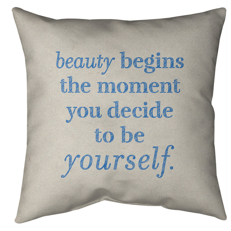 Coussin intérieur/extérieur véritable beauté, 16 po x 1 po, Blanc / bleu