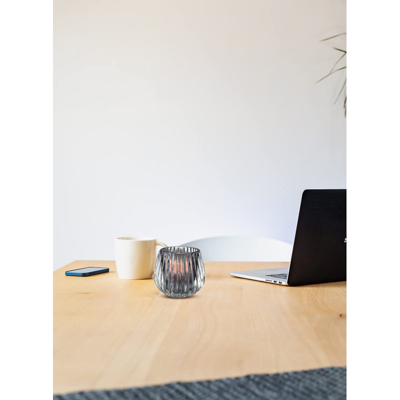 Elyvia 3'' H Glass Tabletop Votive Holder, Smoke Gray
