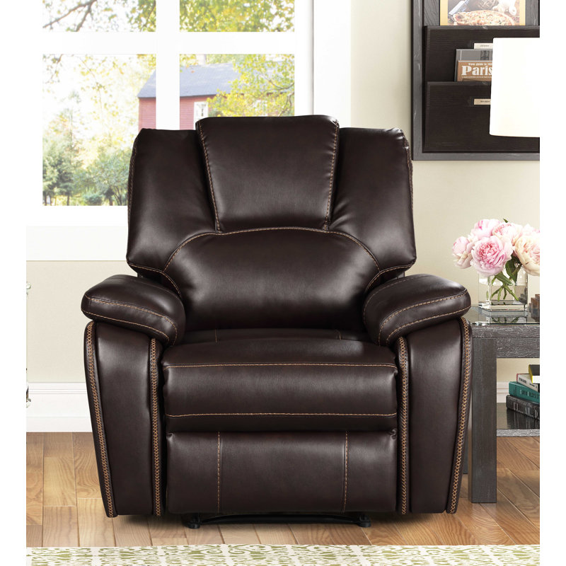Dark Brown Breathable Air Leather Manual Reclining Chair