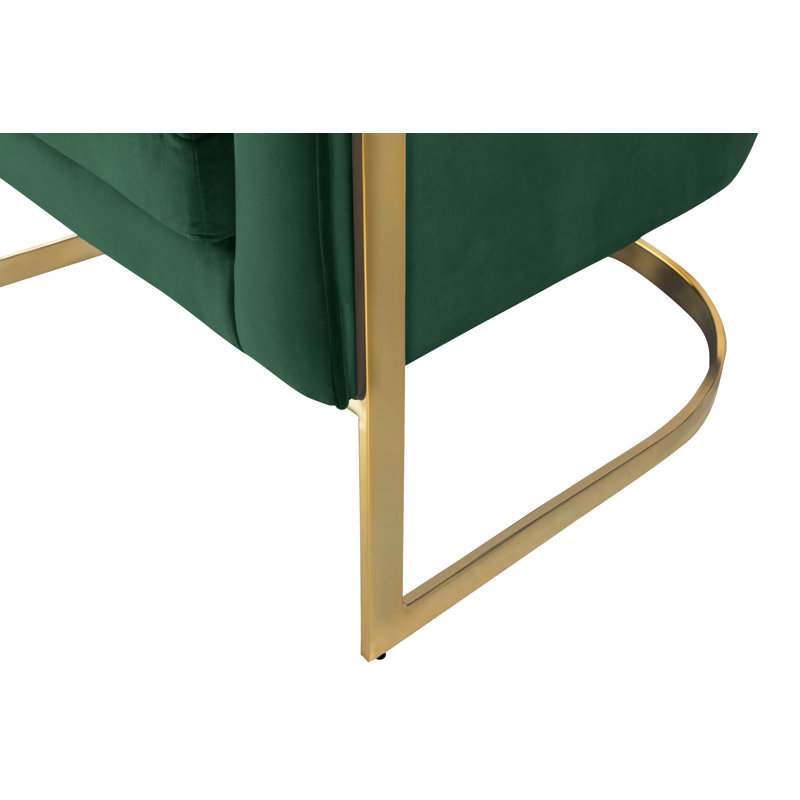 Fauteuil demi-tonneau en velours 30 po Carter, Velours vert