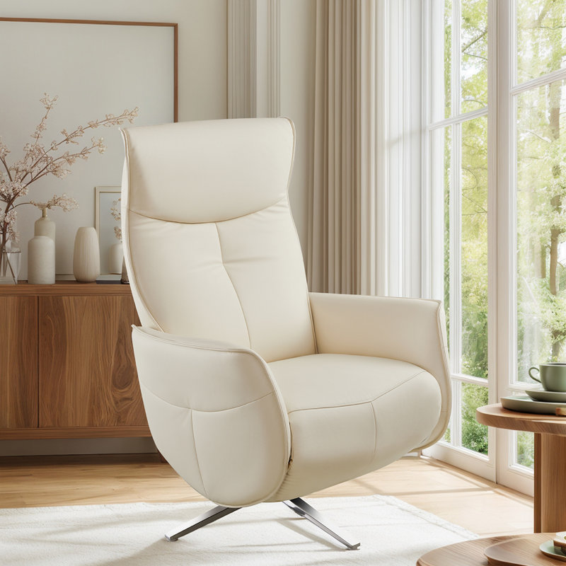 Fauteuil inclinable électrique en cuir, zéro gravité, canapé inclinable pivotant à 270 °, Blanc