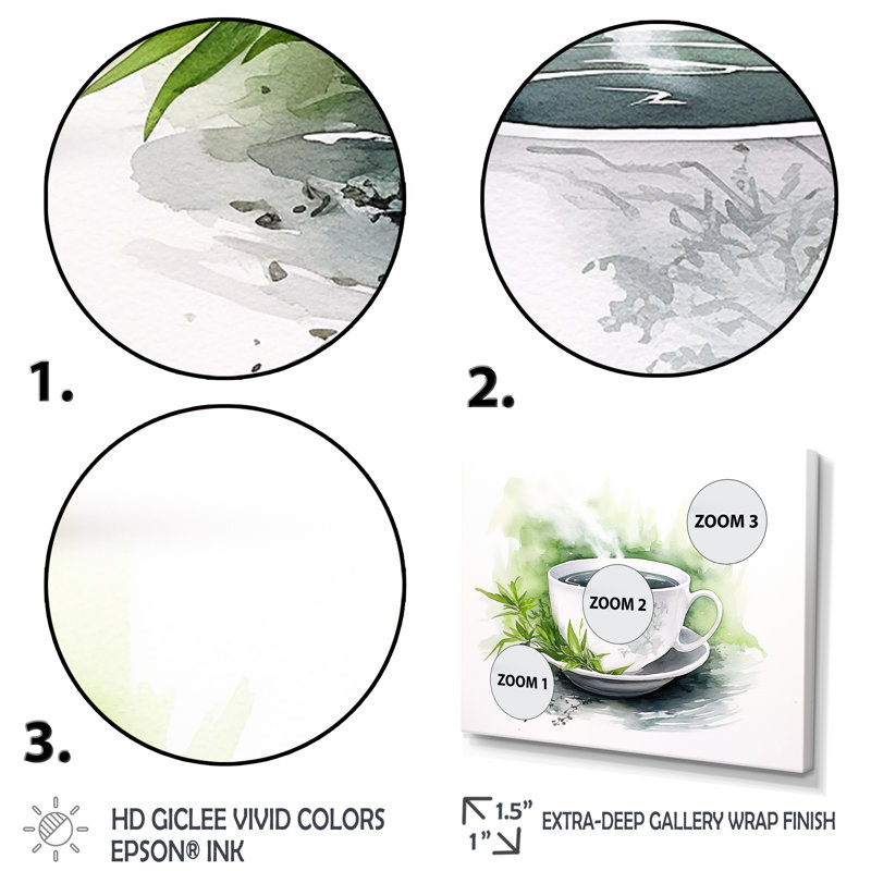 «White Oriental Tea Elegance - China», art mural, Cadre flottant brun, H 24 po x l 32 po x P 1 po