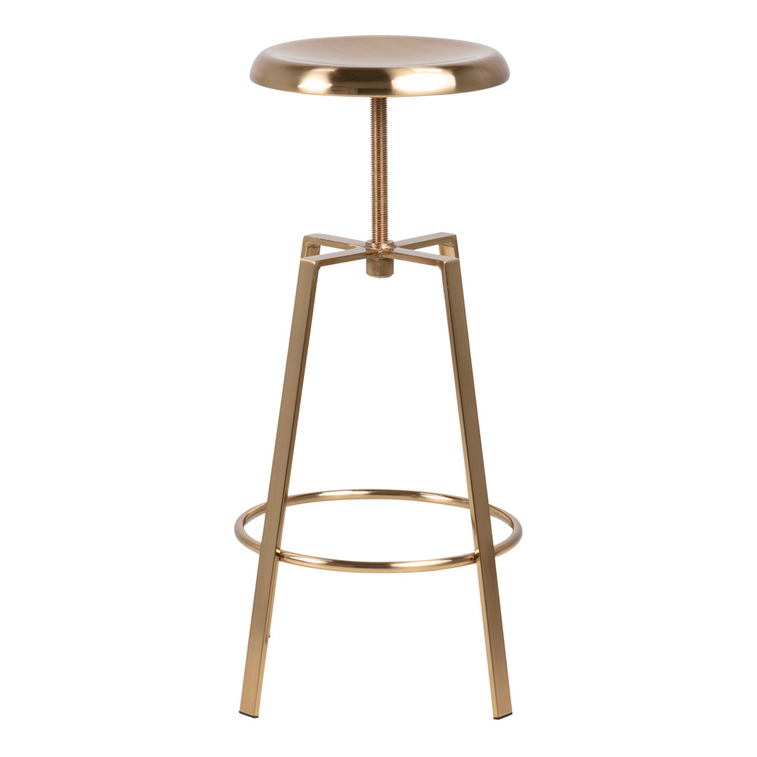 B&Q - Goose Bar Stool Without Back In Gold Brushed Steel With Adjustable Height - Image 5