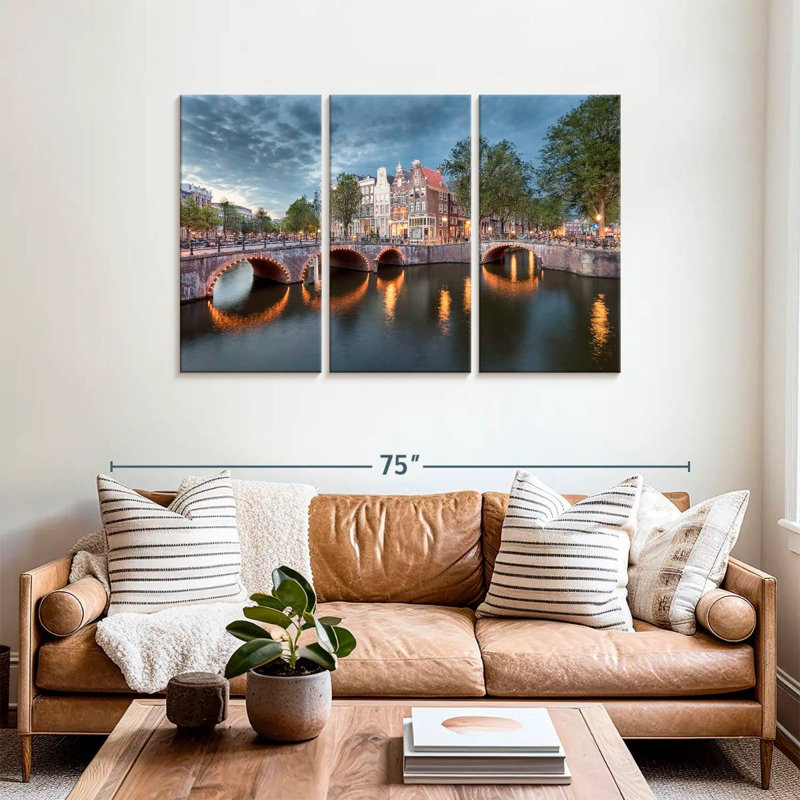 Amsterdam Bridge Canals, 36" H x 57" W