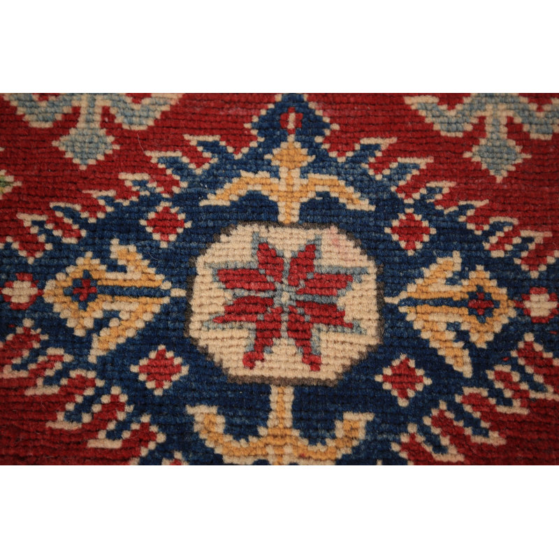 Handmade Red Kazak Wool Accent Rug 3x4