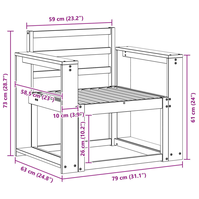 79cm Wide Patio Sectional Set