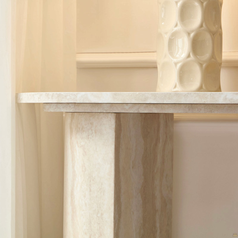 Console 55,25 pouces à motif de faux marbre MARS pour le salon, console étroite avec table d'appoint en MDF Skinny