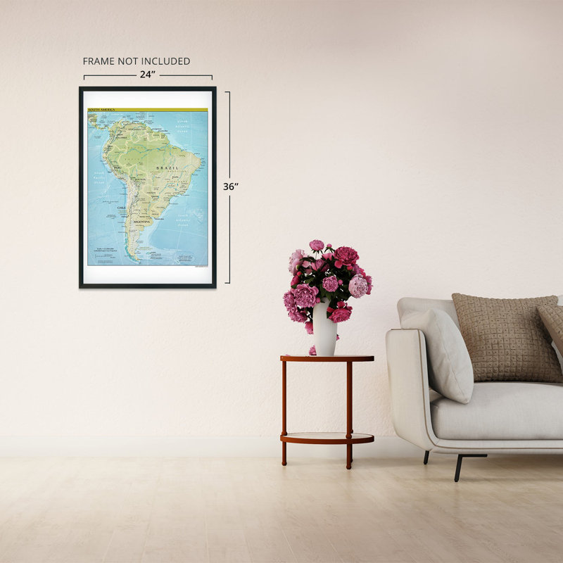 Carte de l'Amérique du Sud 2021, H 36 po x l 24 po