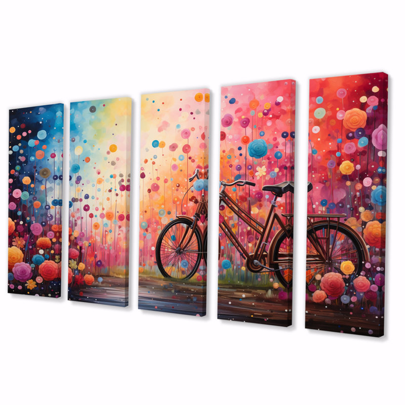 Bicyclette onirique bicyclettes pointillisme - bicyclette, décoration murale en toile
