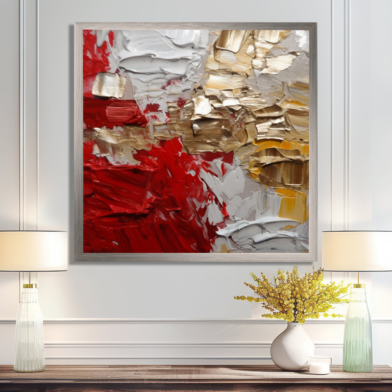 «Cardinal Sin Retro Delight Abstract Red & Gold», reproduction d'art sur toile, H 16 po x l 16 po x P 1 po