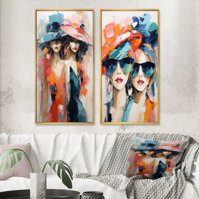 «Whimsical Fashion Gril», 2 pièces sur toile