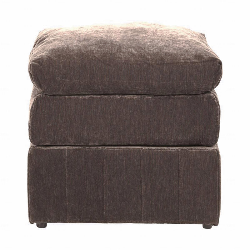 Repose-pieds rembourré en tissu de style contemporain, 1 pièce, Brun
