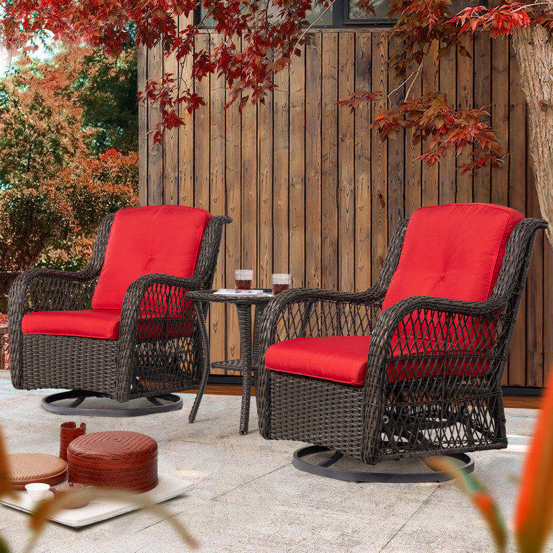 Chaise berçante pivotante avec coussins Shawen, Rouge