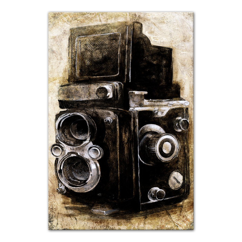 Appareil photo rétro sur toile, H 36 po x l 24 po x P 1,25 po, Sans cadre