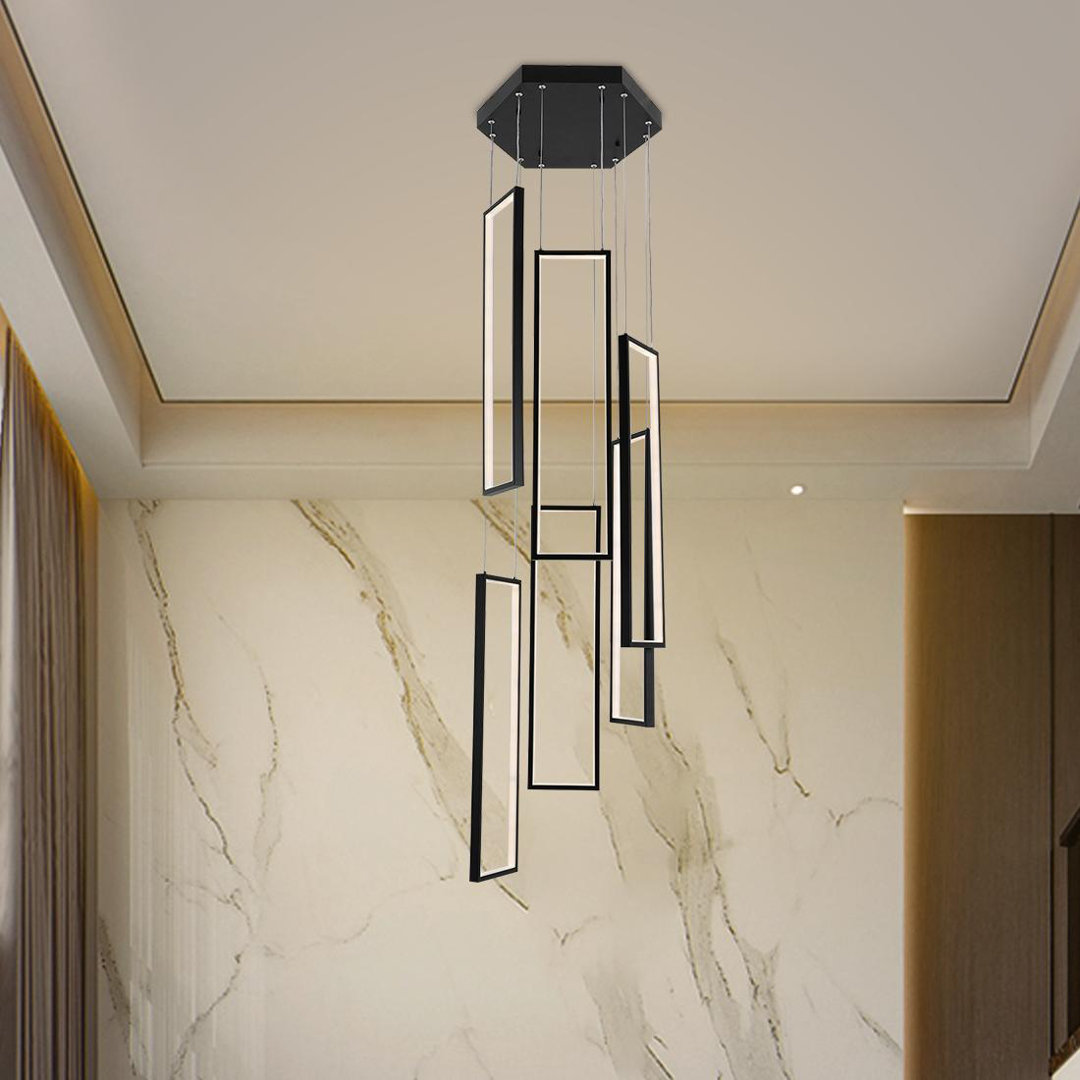 Clatterbuck 6-Light Chandelier Long High Ceiling Cluster Pendant for Hallway Staircase Remote Dimmable Orren Ellis