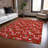 Machine Washable Indoor/Outdoor Snowflake Ho Ho Ho Xhevrie Red Rug-1329937392