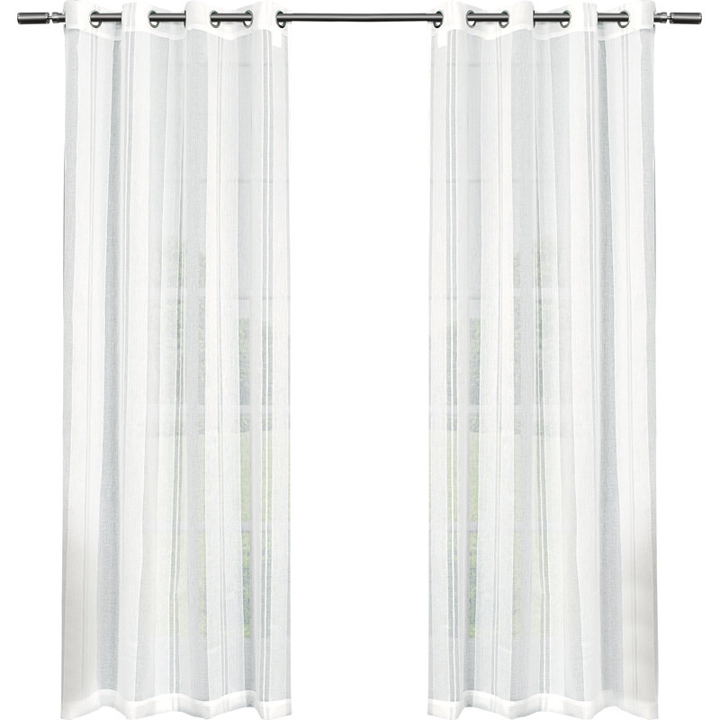 Apollo Sheer Grommet Top Curtain Panel Pair, White, 50" W x 108" L