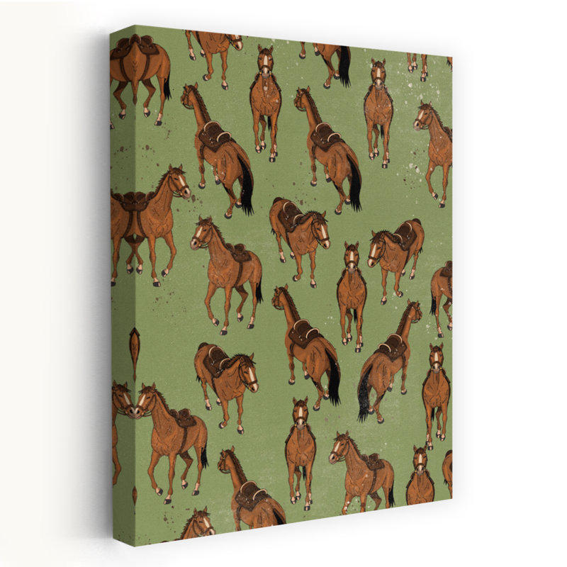 Motif de chevaux bruns abstraits, paysage contemporain de cheval, art mural, H 36 po x l 24 po
