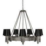 Hampton 7 - Light Shaded Wagon Wheel Chandelier