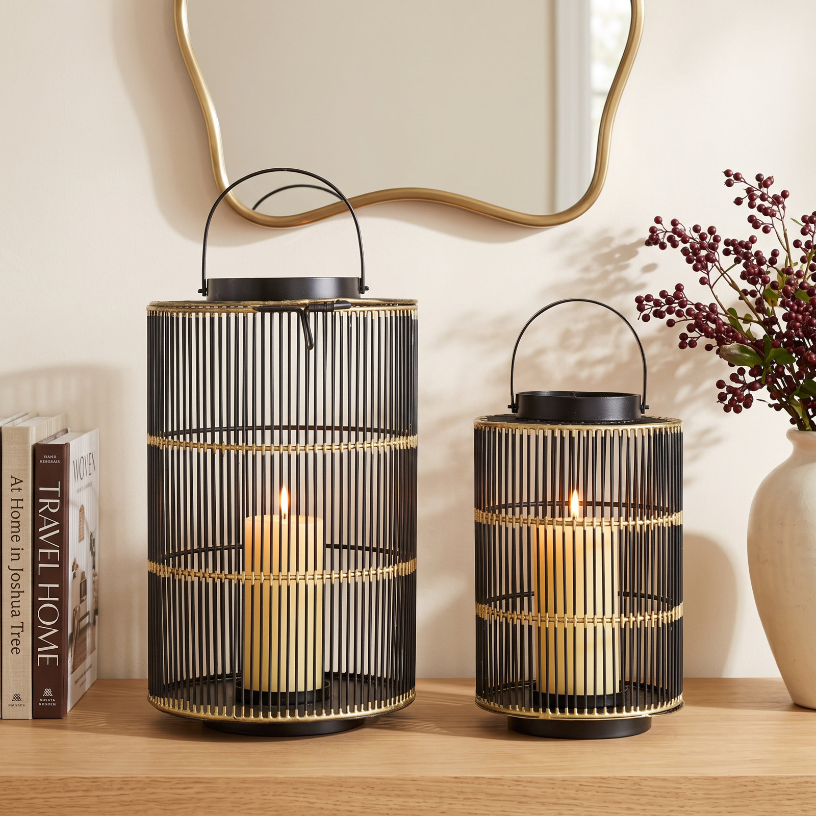 2-Piece Iron Lantern Set