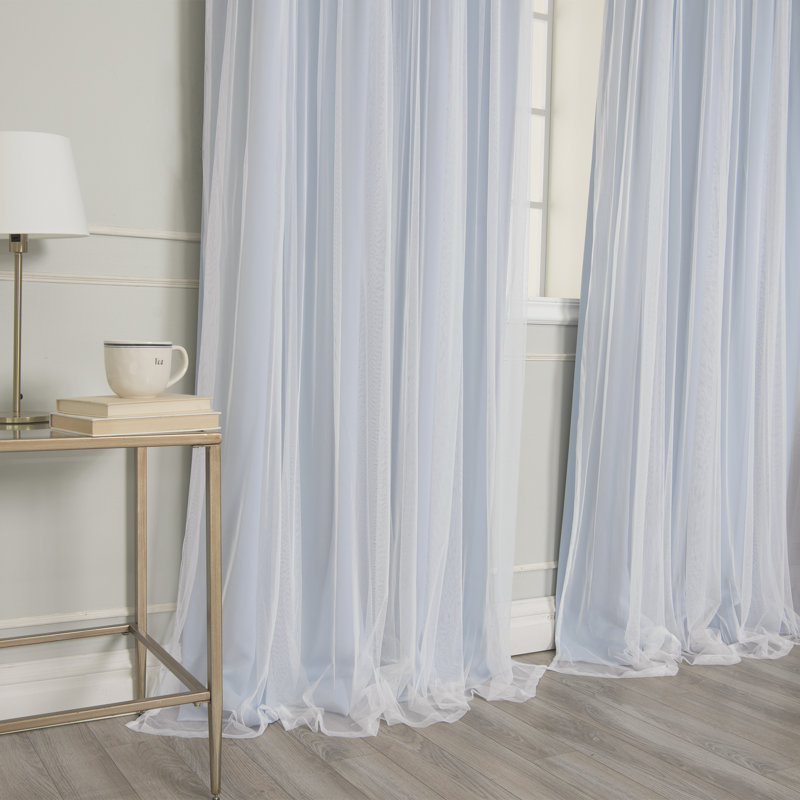 Yacine Polyester Blackout Single Curtain Panel Single Panel, Skyblue