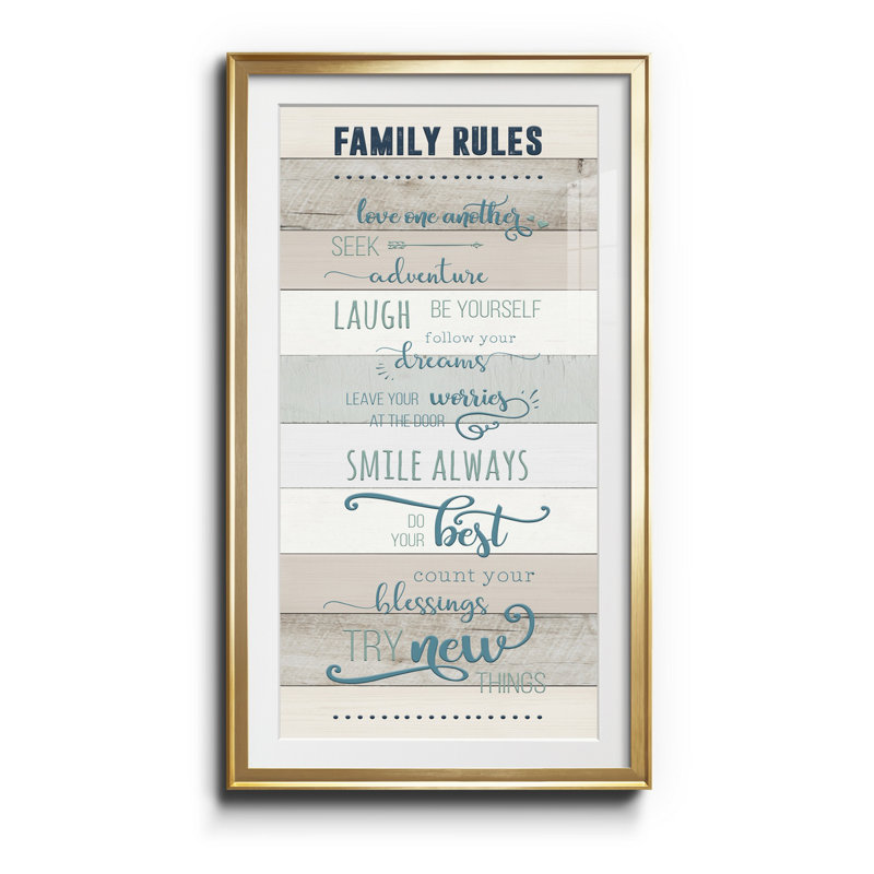 " Family Rules ", Gold, 10.5" H x 18.5" W x 1.5" D