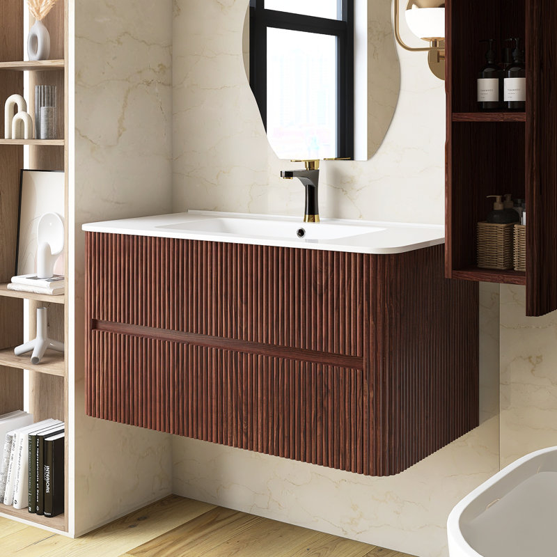 Meuble-lavabo mural simple 36 po avec plateau Mawes