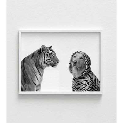 Illustration d'un tigre et d'un retriever doré: Portraits d'animaux (encadré ou imprimé seulement)