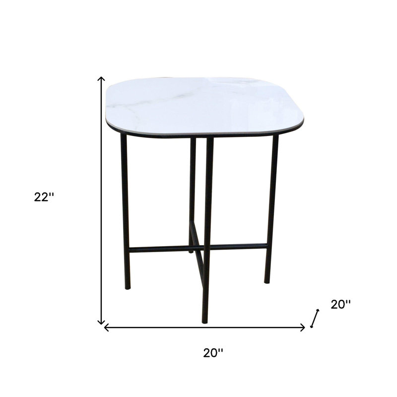 Table de bout carrée en céramique et métal 22 po