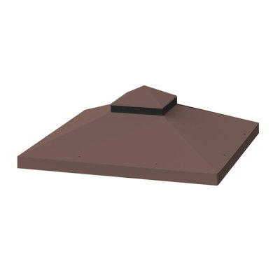 Auvent de remplacement pour pavillon de jardin 10 pi x 10 pi - à deux niveaux, imperméable, hydrofuge et résistant à la décoloration - 2 trous de drainage par côté et toile de toit extérieure à filet avec protection pour l'eau