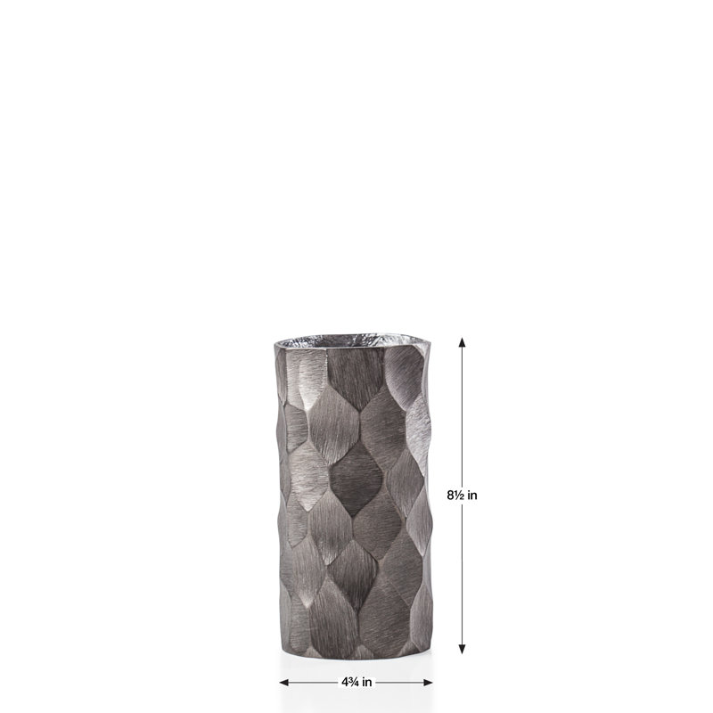 Vase de table cylindrique ciselé Wilridge, H 8,5 po x l 4,75 po x P 4,75 po, Gris