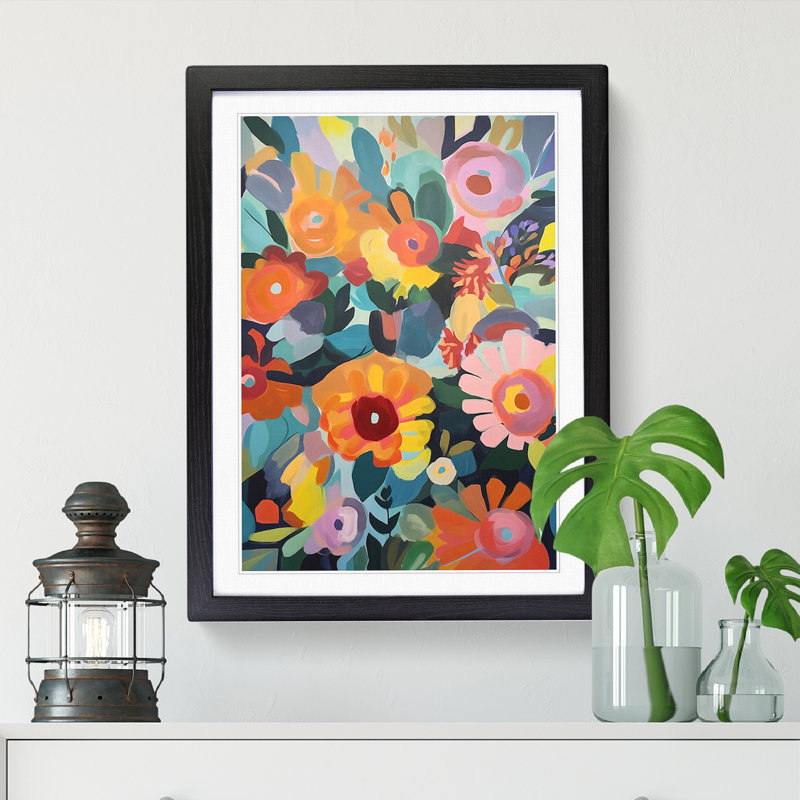 Modern Flowers Orphism Vol.6 - Picture Frame Print, Black, 46cm H x 34cm W x 2cm D