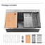 Évier de cuisine en acier inoxydable encastrable 33 po x 22 po x 10 po. Gris foncé, simple cuve avec accessoires, système de drainage rapide, attribut d'assemblage, fabriqué