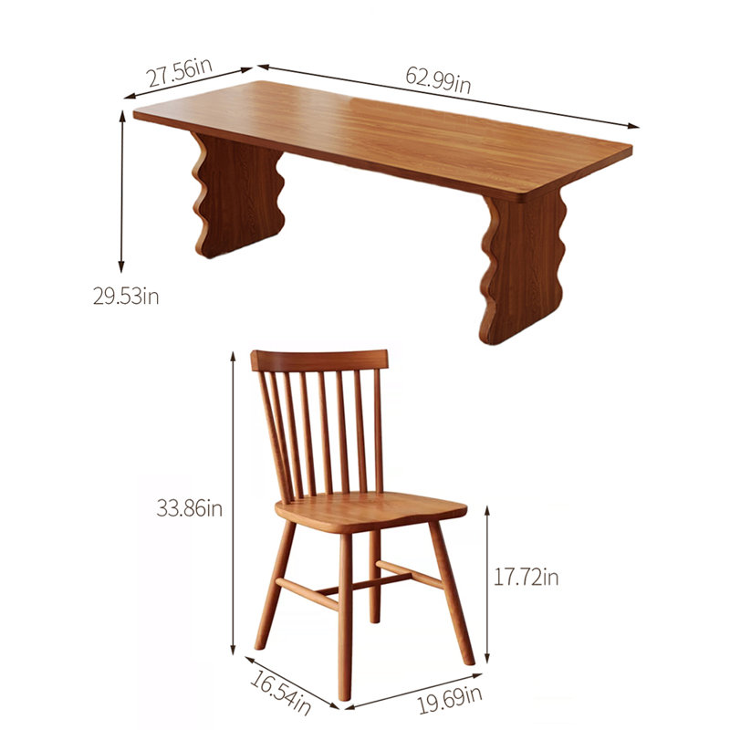 Rectangular Dining Set, 29.53"H x 62.99"L x 27.53"W