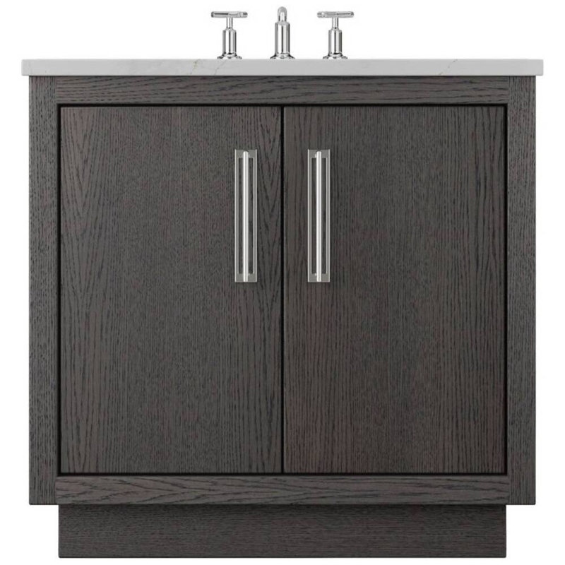 Avalon Single Bath Vanity, 30", Polished Chrome, Gray Weathered