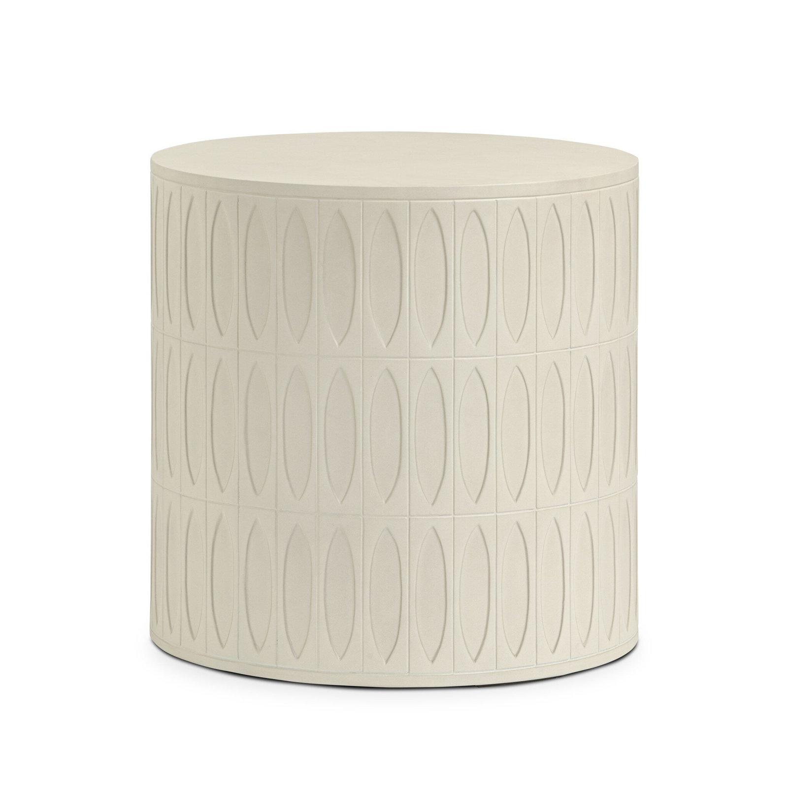 20'' Stone Outdoor Side Table, White Concrete