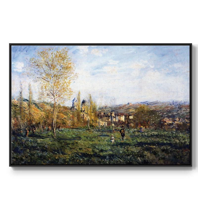 «Springtime In Vetheuil», 1880, reproduction d'art sur toile, H 17 po x l 25 po x P 2 po, Toile encadrée noire