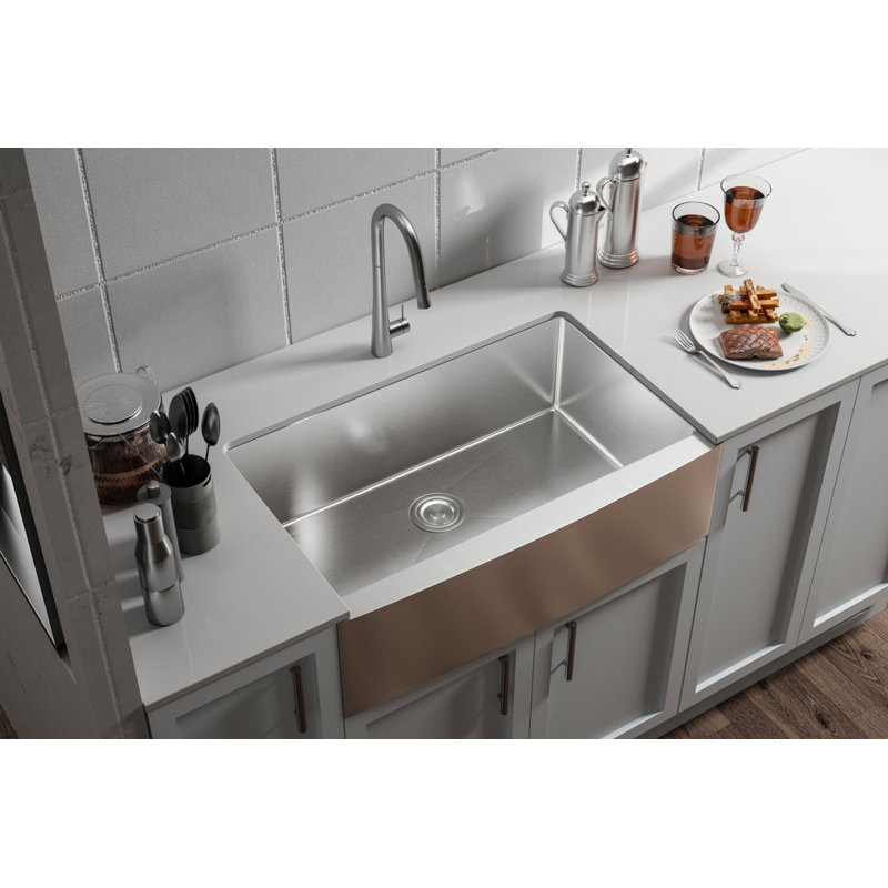 Montgomery 33'' L Single Bowl Stainless Steel Kitchen Sink