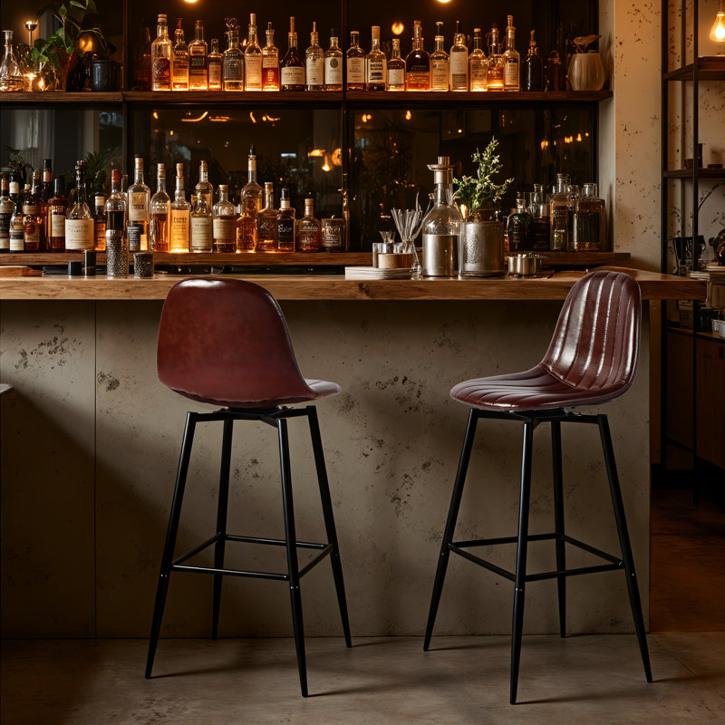 Swivel Upholstered Counter Stool with Metal Frame