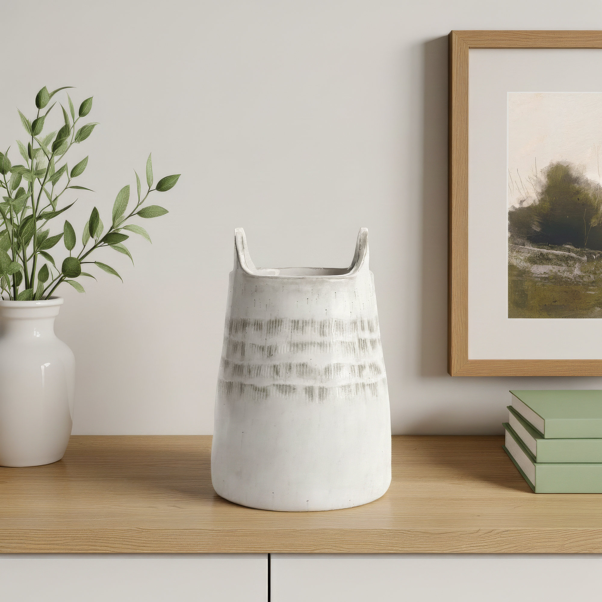 Jarkata Handmade Ceramic Table Vase, 8.5" H x 5.5" W x 5.5" D