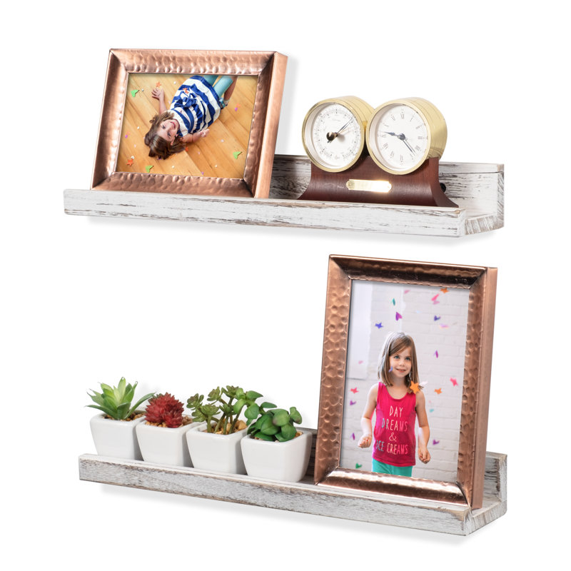 Dugan 2 Piece Solid Wood Picture Shelf, Torched White