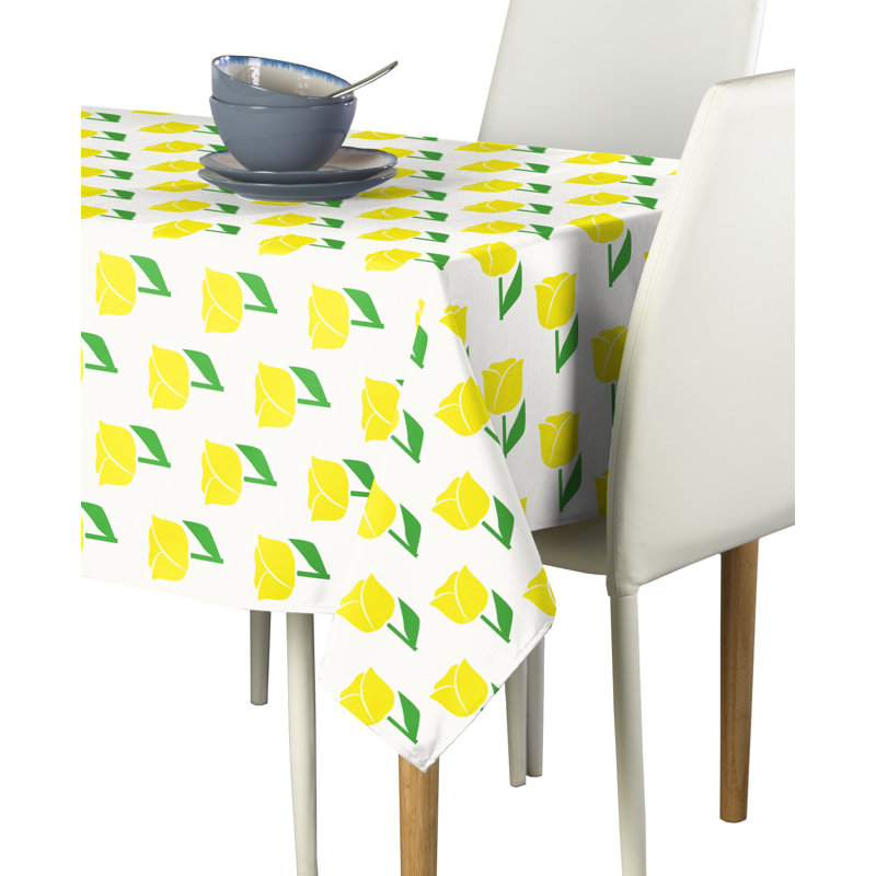 Yanlin Spring Tulips Milliken Signature Tablecloth, 84" L x 60" W, Yellow
