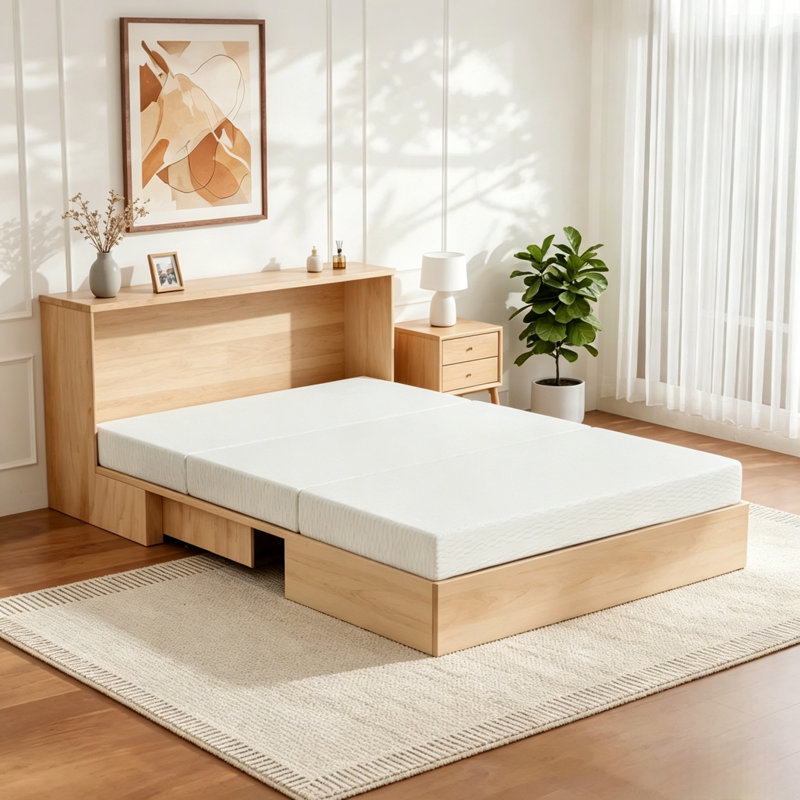 6" Tri-Fold Memory Foam Mattress, Portable Folding Murphy Bed Mattress With Removable Washable Cover & Free Storage Bag
