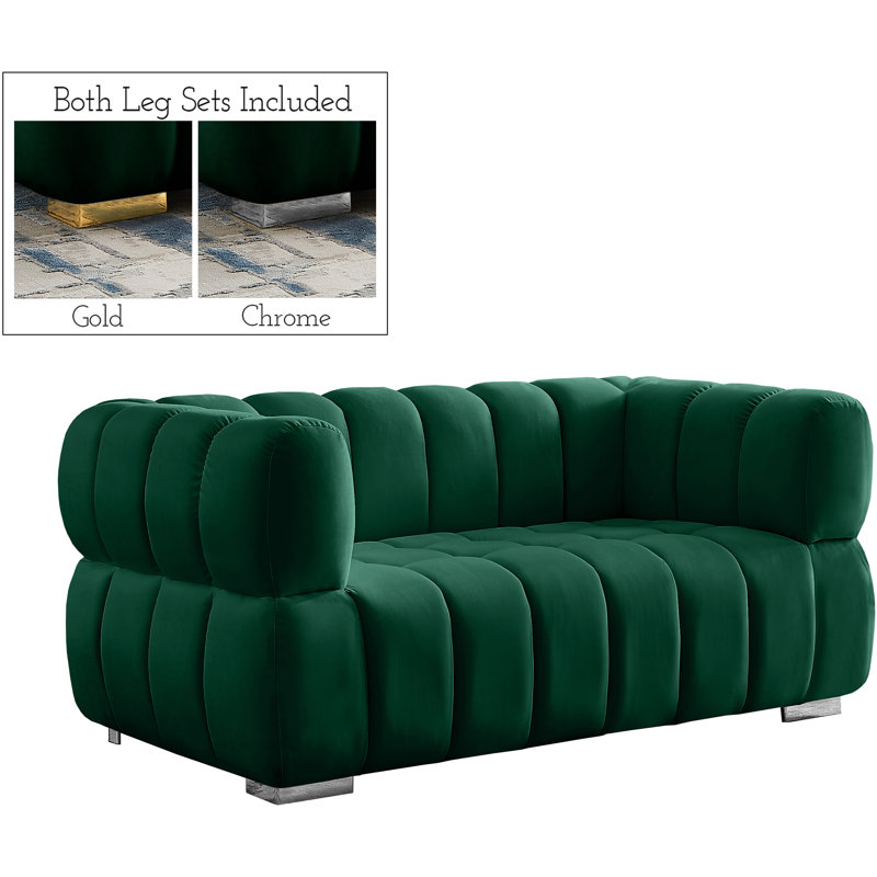 Tavarez Upholstered 68'' Loveseat, Green Velvet
